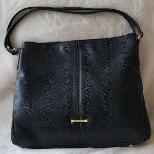 Anne Klein Kick Start Black Tote Shoulder Bag Gold Hardware